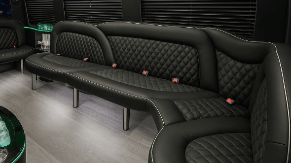 Interior of Bethany Party Bus Company's 14 Passenger Sprinter Limousine in Bethany