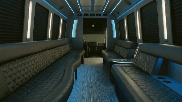 Interior of West Linn Party Bus Company's 25 Passenger Party Bus in West Linn
