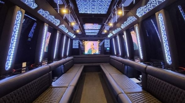 Interior of Oregon Party Bus Company's 28 Passenger Party Bus in Oregon