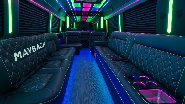 Interior of Medford Party Bus Company's 30 Passenger Party Bus in Medford