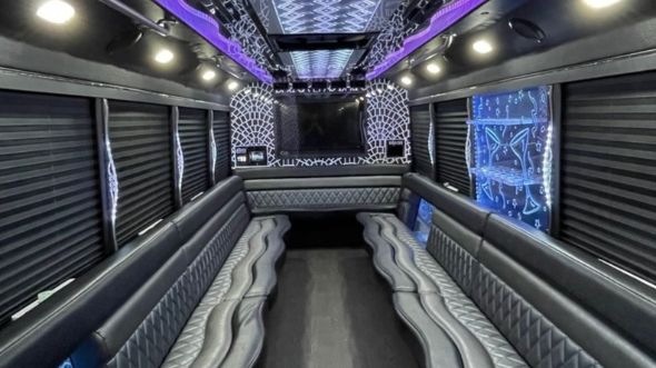 Interior of Portland Party Bus Company's 40 Passenger Party Bus in Portland