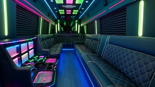 Interior of Tigard Party Bus Company's 40 Passenger Party Bus in Tigard