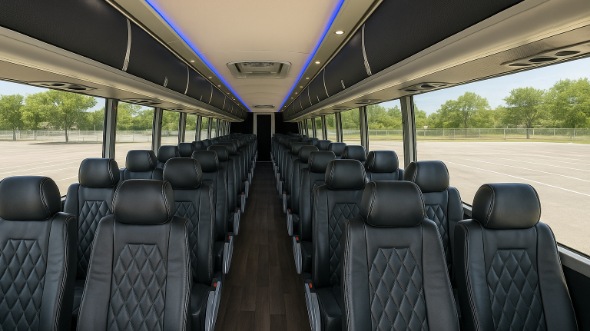 Interior of Oregon Party Bus Company's 45 Passenger Charter Bus in Oregon