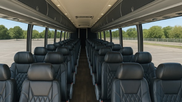 Interior of Oregon Party Bus Company's 47 Passenger Charter Bus in Oregon