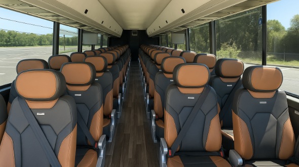 Interior of Oregon Party Bus Company's 48 Passenger Charter Bus in Oregon