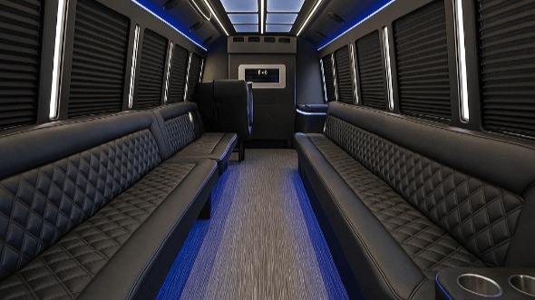 Interior of Beaverton Party Bus Company's 50 Passenger Party Bus in Beaverton
