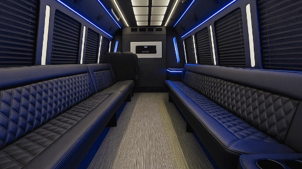 Interior of Lake Oswego Party Bus Company's 50 Passenger Party Bus in Lake Oswego