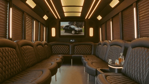 Interior of Redmond Party Bus Company's 50 Passenger Party Bus in Redmond