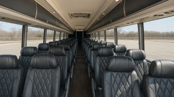 Interior of Oregon Party Bus Company's 54 Passenger Charter Bus in Oregon